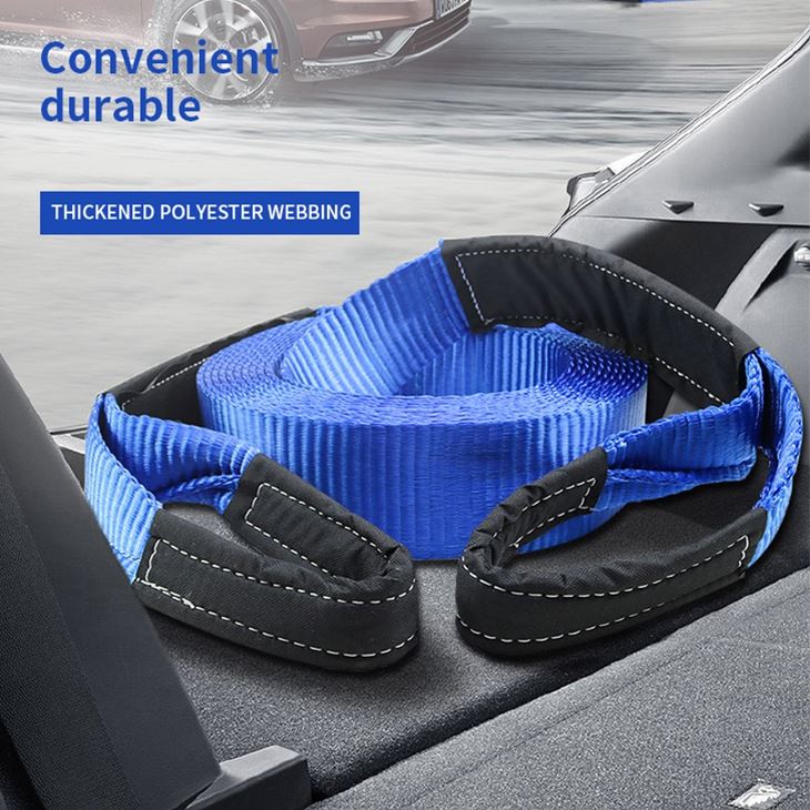 3'' X 30 Ft Tow Strap, Heavy Duty With 30,000lb Capacity-Emergency Towing Rope For Recovery Vehicles (Blue)